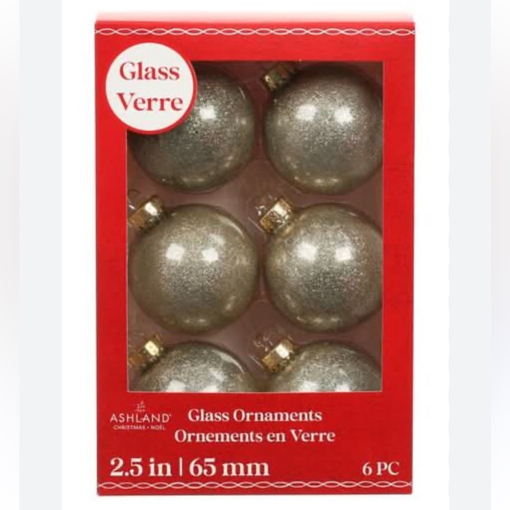 Ashland Gold Glitter Glass Holiday Ornaments - 6 Pack